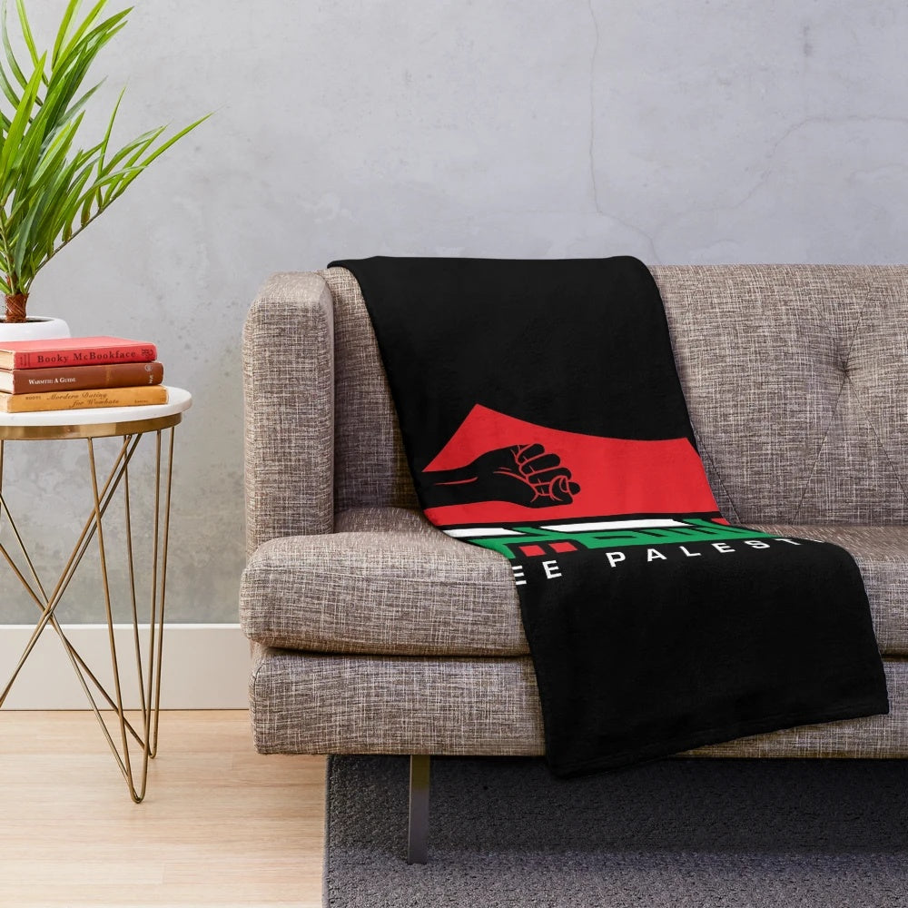 Palestinian resistance map and Arabic design plush blanket