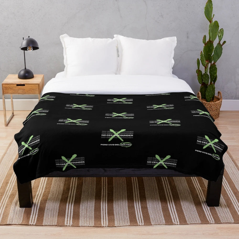Plush blanket with minimalist theater-inspired design