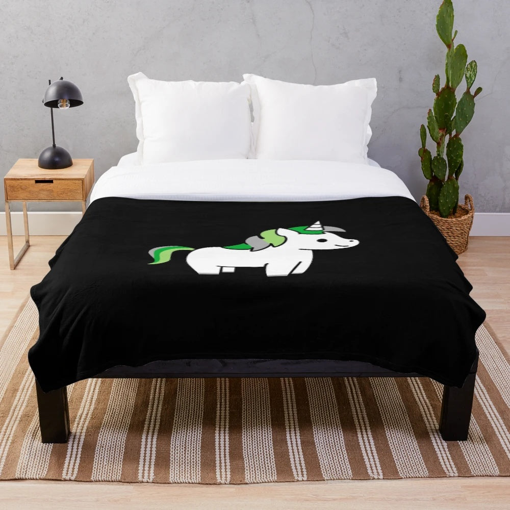 Asexual pride unicorn plush blanket