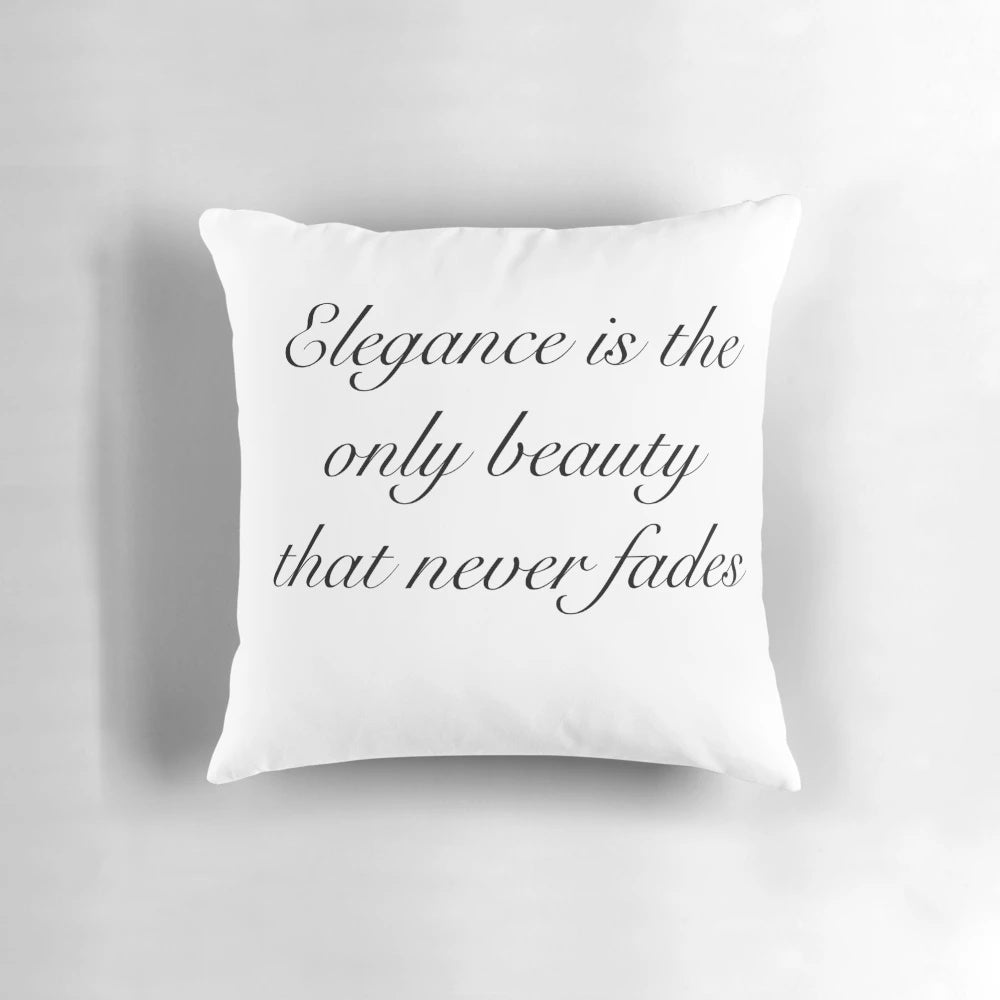Elegant Audrey Hepburn quote printed on a decorative pillow for home or bedroom.