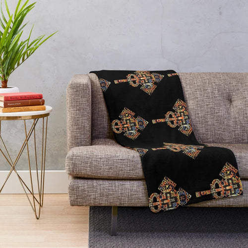 Plush blanket featuring an authentic African-inspired Ethiopian cross design