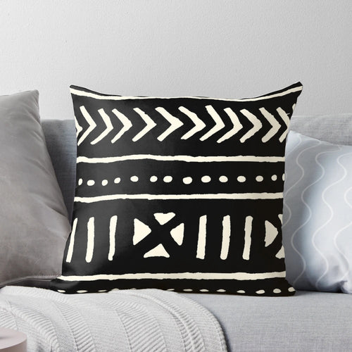 African mud cloth pillow cover with tribal pattern design
