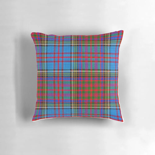 Anderson Clan Tartan Pillow featuring the distinctive sky blue tartan pattern
