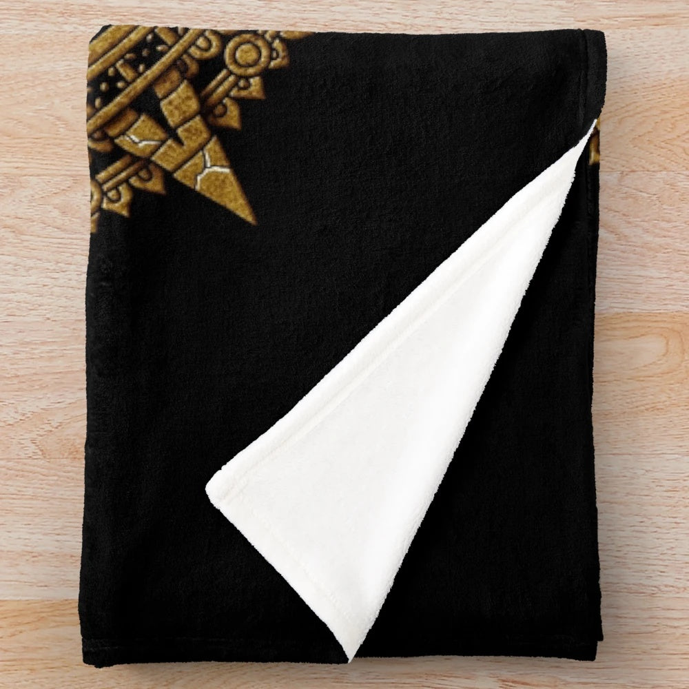Aztec calendar inspired plush blanket with native design