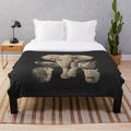 Big Five Africa Safari Plush Blanket with Vintage Animal Print