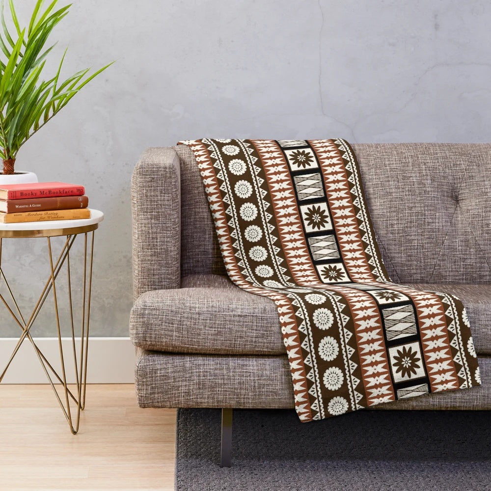 Fijian Masi Tapa Inspired Plush Blanket