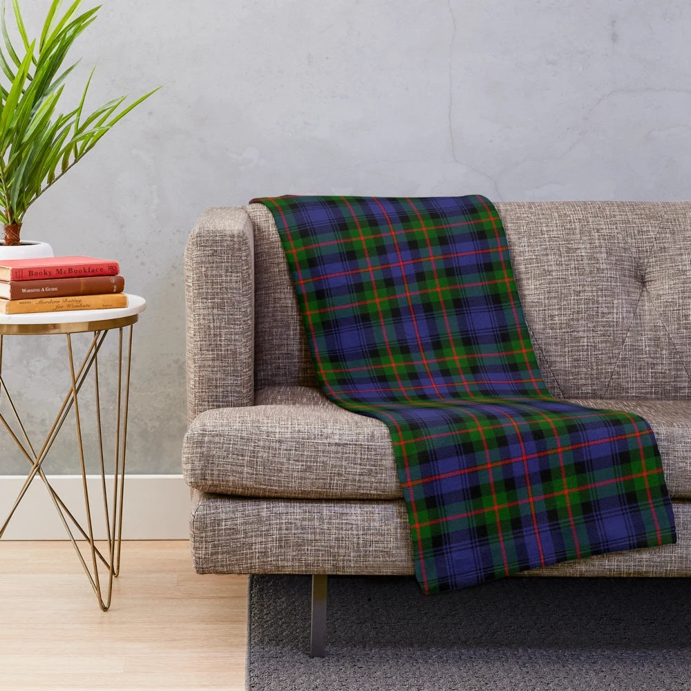 Clan Fleming tartan plush blanket featuring a traditional Scottish tartan pattern