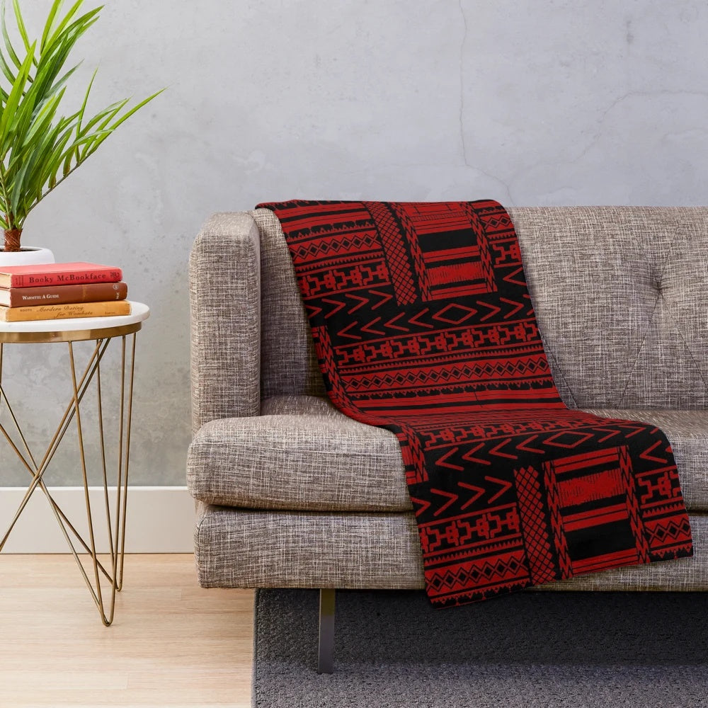 Ifugao weave plush blanket with tribal patterns and symbols