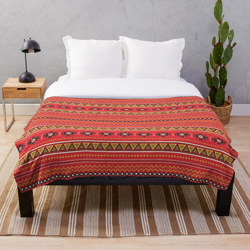 Igorot-inspired plush blanket with traditional weaving patterns
