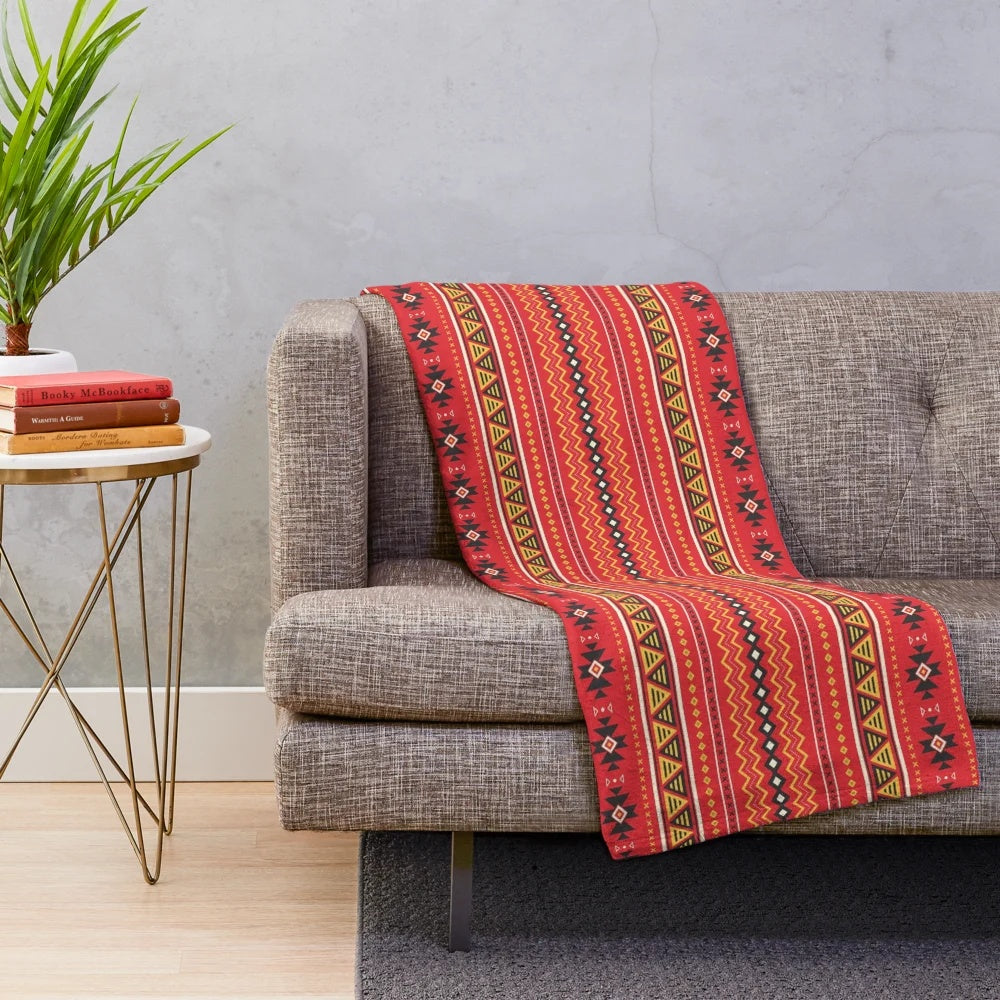 Igorot-inspired plush blanket with traditional weaving patterns
