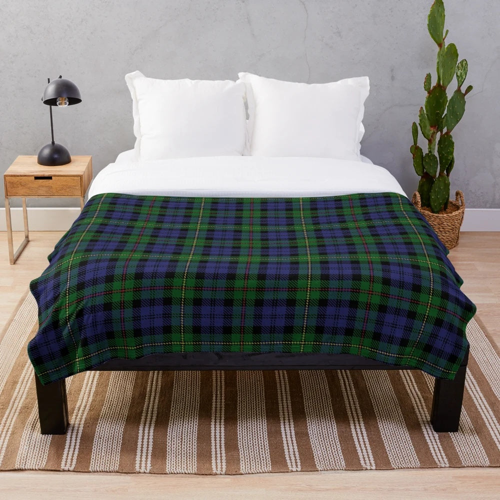 MacEwan Tartan Plush Blanket with Scottish Highland Inspired Tartan Pattern
