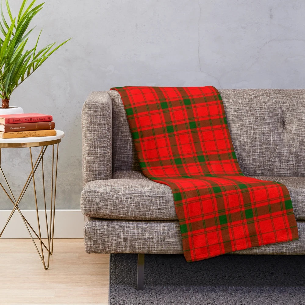 Macquarrie tartan plush blanket with Scottish clan crest