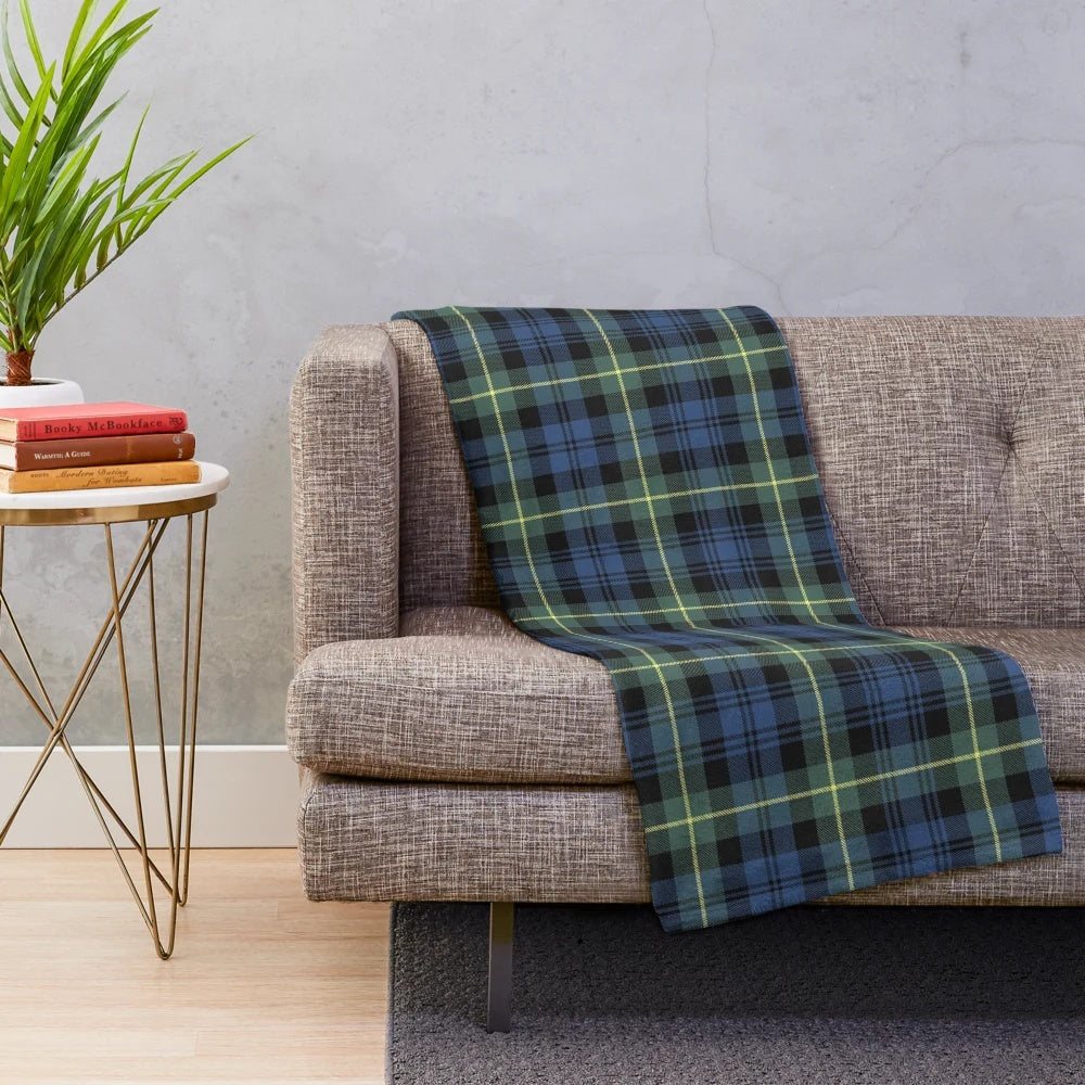 Plush tartan blanket with ancient Scottish clan design