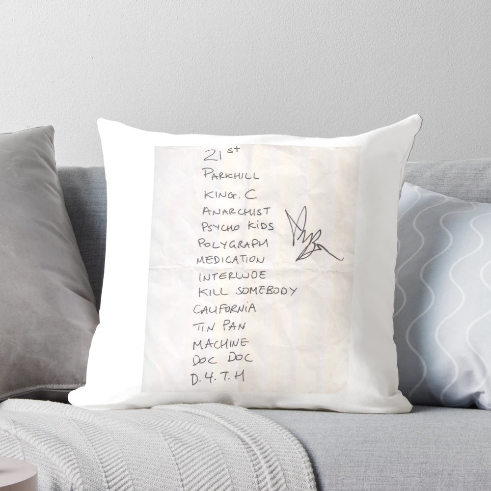 YUNGBLUD tour setlist pillow, signed by Dominic Harrison