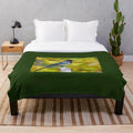 Plush blanket with vibrant autumn colors and a Eurasian magpie design