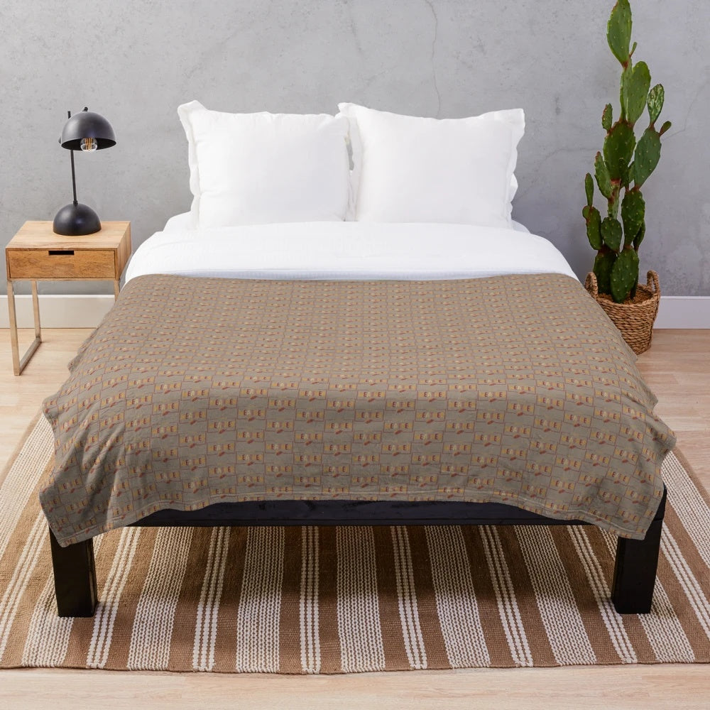 Autumn plush blanket with vibrant red and brown fall leaves