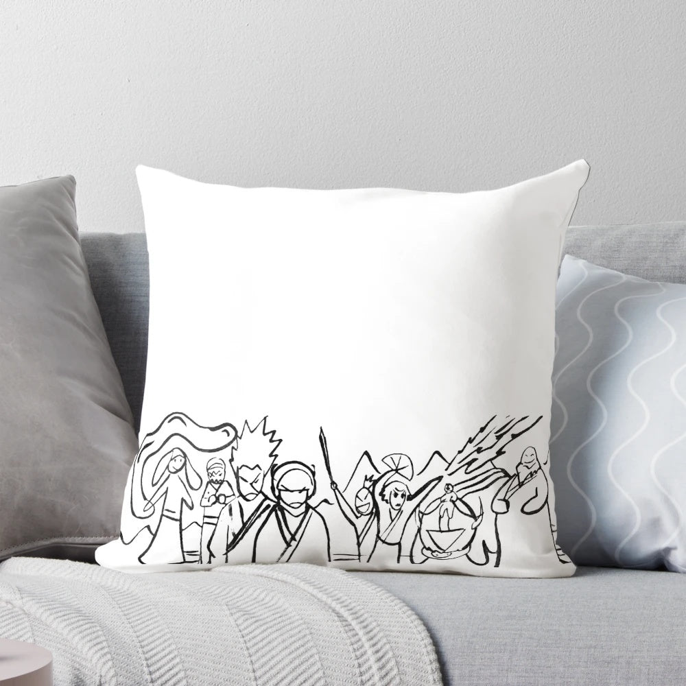 Avatar: The Last Airbender Sokka's Drawing Decorative Pillow, featuring Sokka's iconic drawing from the beloved cartoon series.
