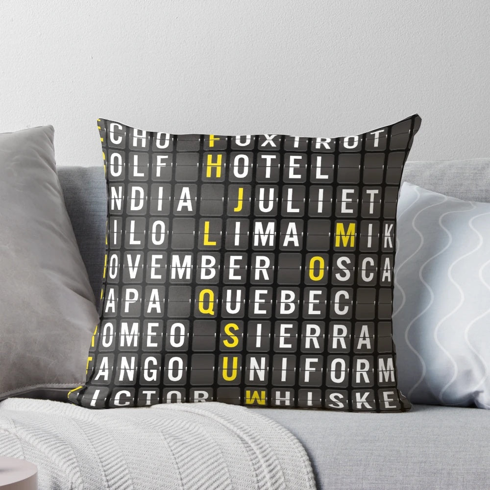 Alpha-Bravo-Charlie Pillow featuring the aviation alphabet