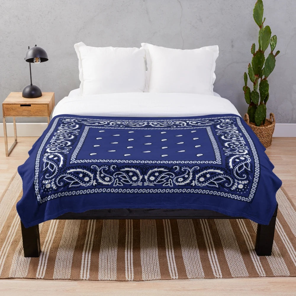 Bandana blue plush blanket for urban and hip hop style