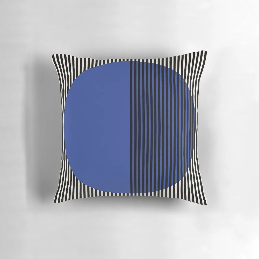 Bauhaus-inspired minimalist wall art featuring a blue circle, perfect for Bauhaus-themed home decor.