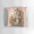 Beatrix Potter inspired knitting mouse pillow with rocking chair and glasses