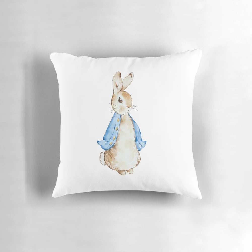 Beatrix Potter Peter Rabbit Nursery Pillow featuring classic vintage nursery characters