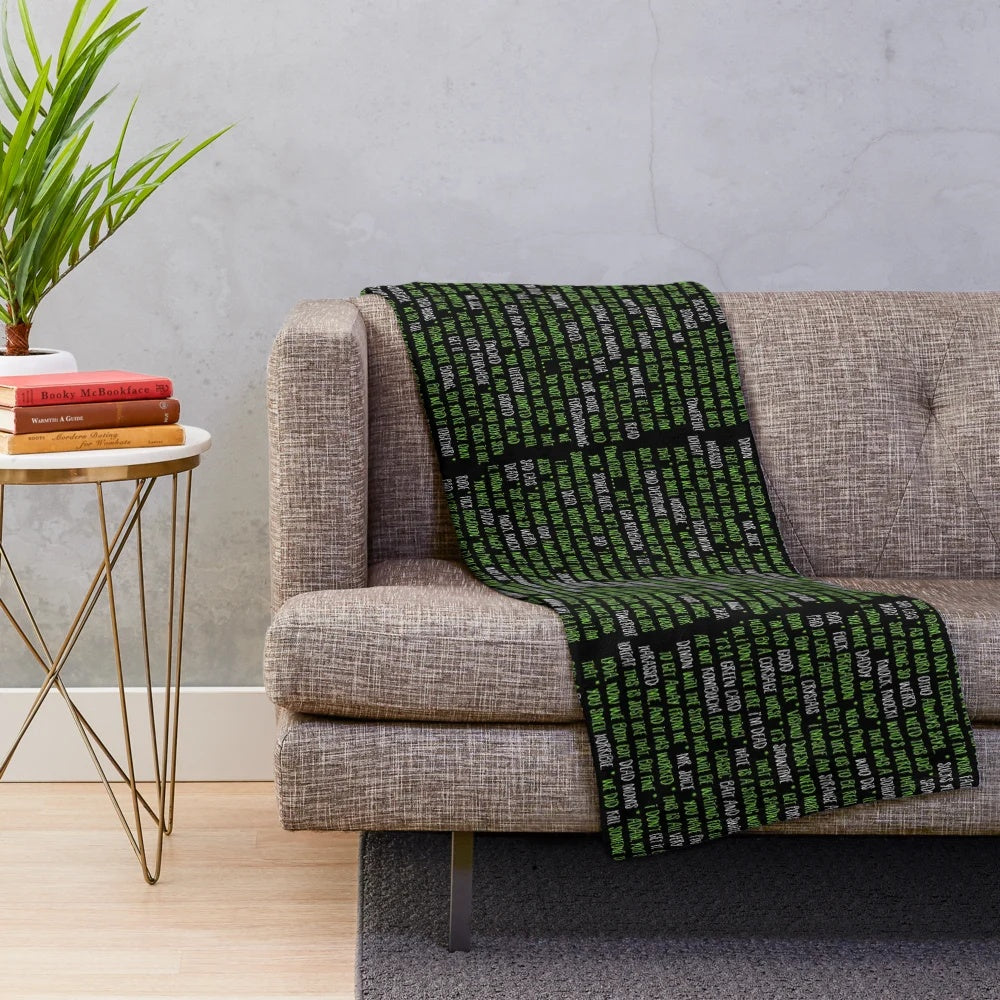 Beetlejuice the Musical-inspired plush blanket featuring quotes from the Broadway show