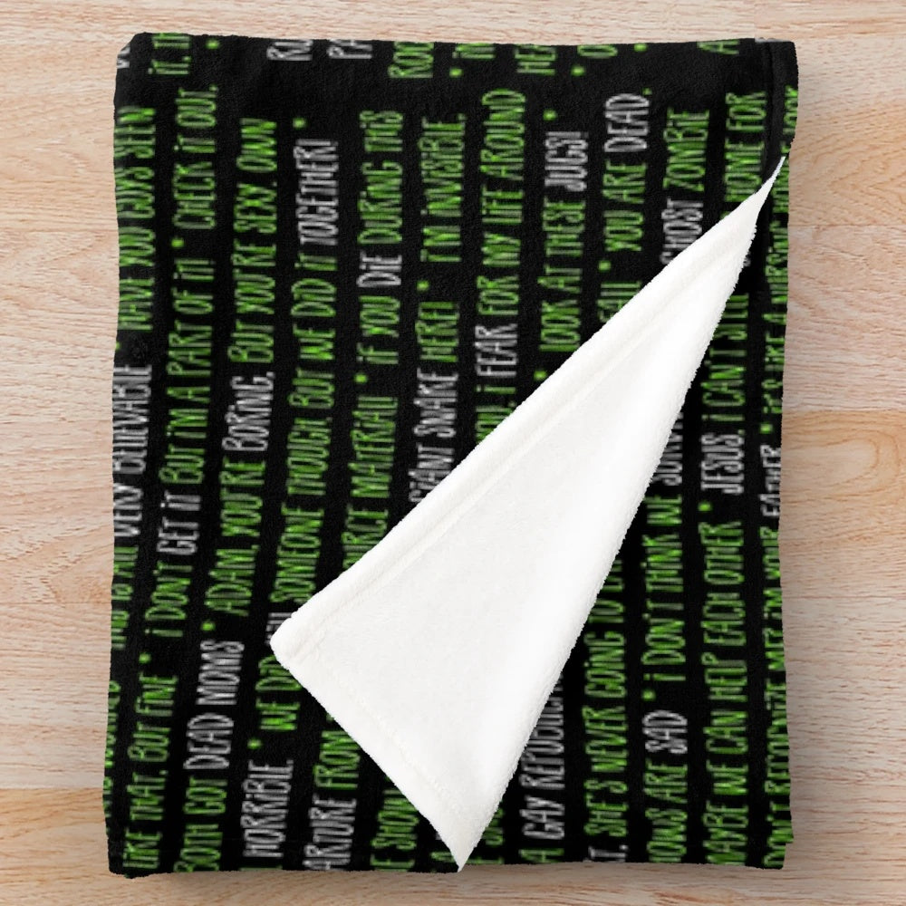 Beetlejuice the Musical-inspired plush blanket featuring quotes from the Broadway show