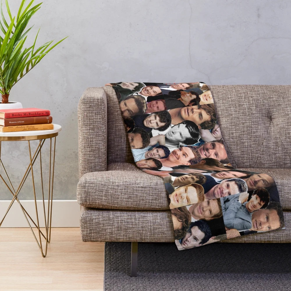 Benedict Cumberbatch collage design on a plush blanket