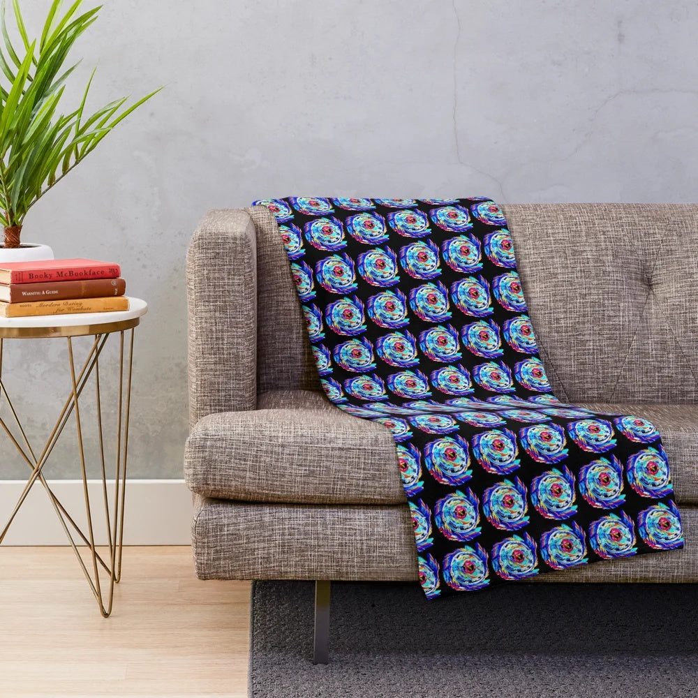 Beyblade Burst inspired plush blanket with characters from the anime series