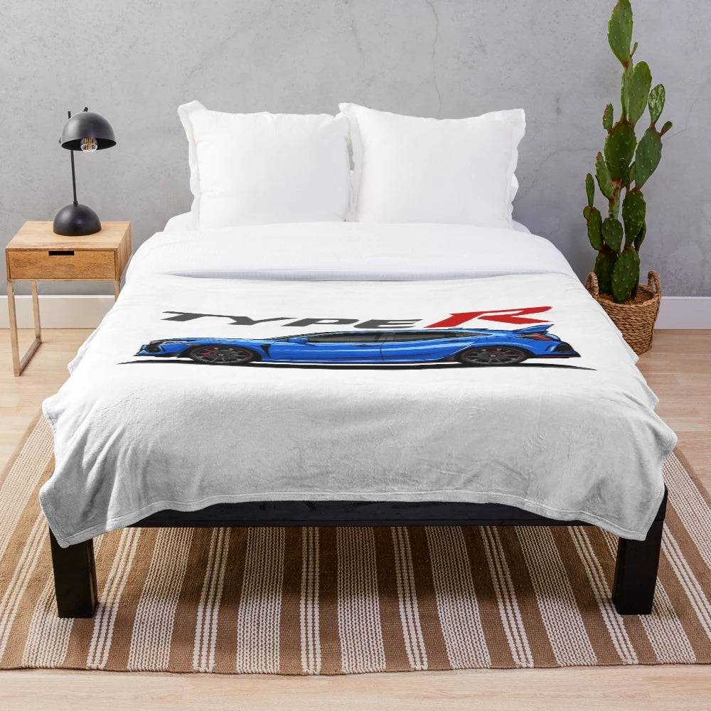 Blue Honda Civic Type R inspired plush blanket