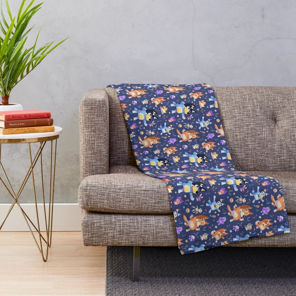 Bluey Dance Mode Plush Blanket with Seamless Character Pattern