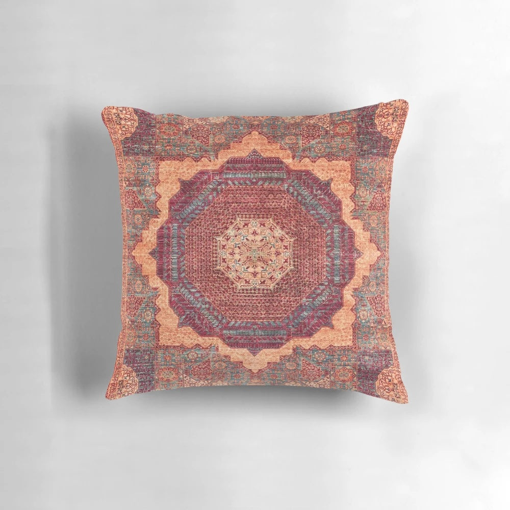 Boho chic graphic design pillow with vintage Moroccan-inspired pattern