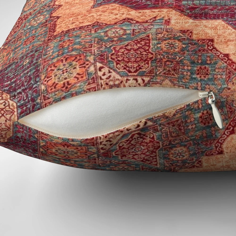 Boho chic graphic design pillow with vintage Moroccan-inspired pattern