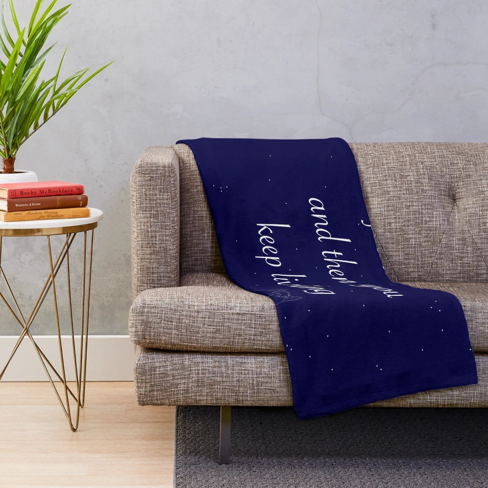 Bojack Horseman inspired plush blanket with quote "Life is a bitch and then you keep living
