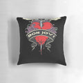 Bon Jovi vintage-style pillow with a skull design, perfect for rock and metal music fans.