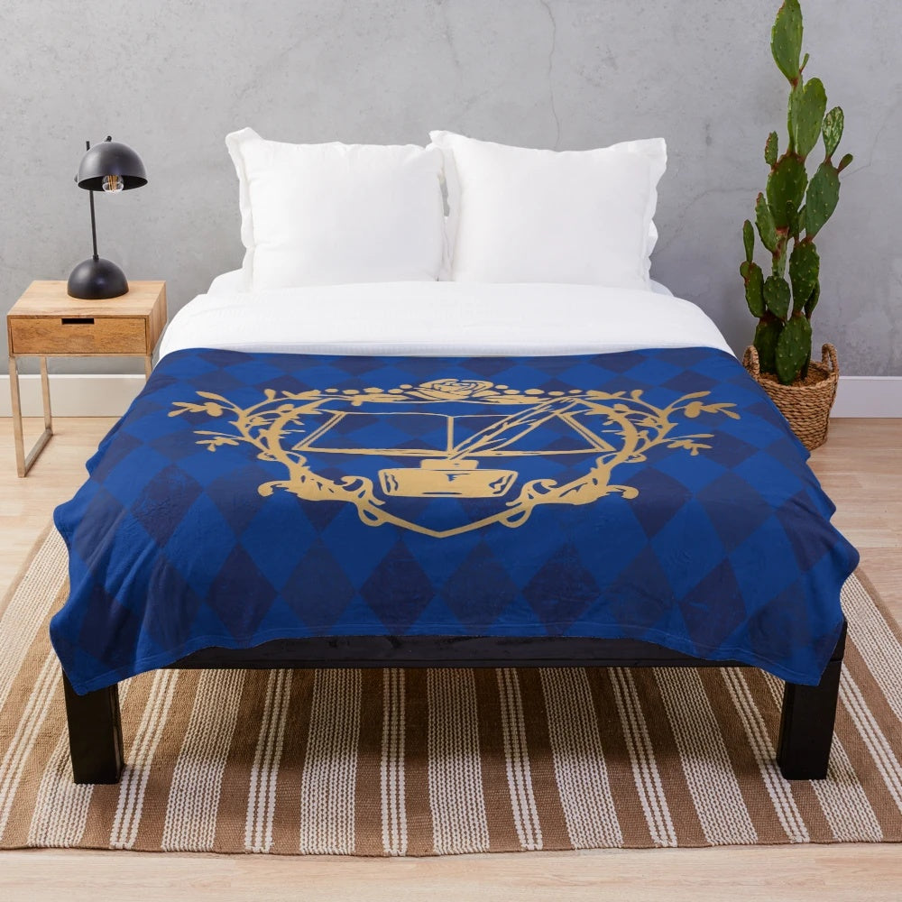 Plush blanket featuring Myne's crest from the anime Ascendance of a Bookworm