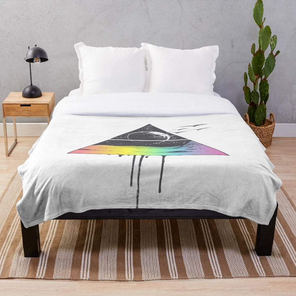 Breathe Cozy Plush Blanket with Vibrant Triangle and Bird Design