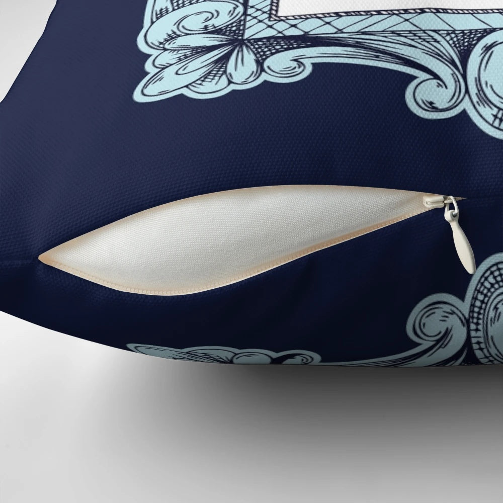Bridgerton-inspired "My Entire Thoughts" vintage blue pillow with butterflies