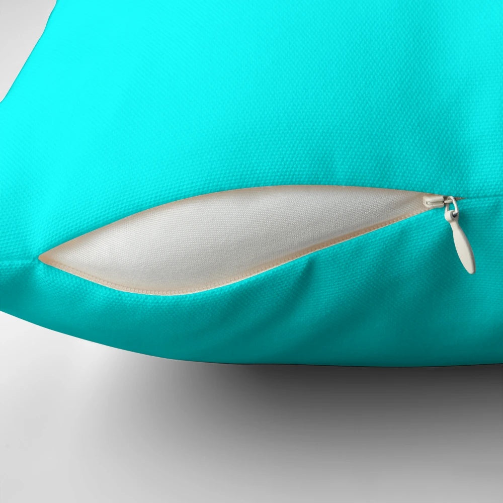 Bright neon aqua blue decorative throw pillow for home decor