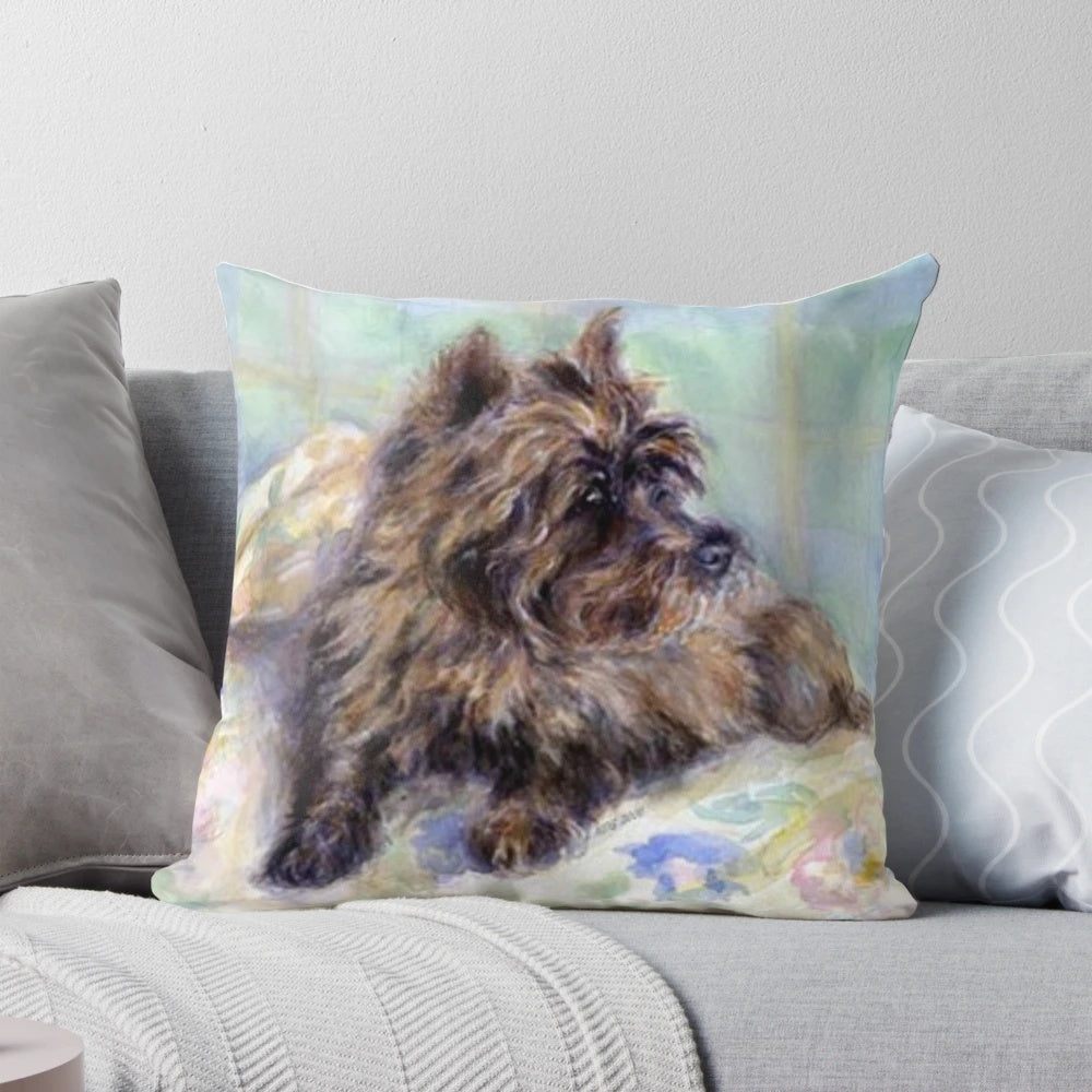 Cairn Terrier dog portrait decorative throw pillow