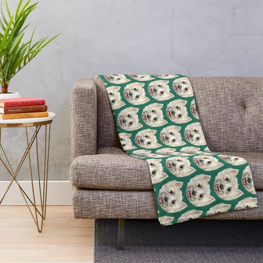 Cairn Terrier Plush Blanket featuring a colorful portrait by artist Michelle Phong