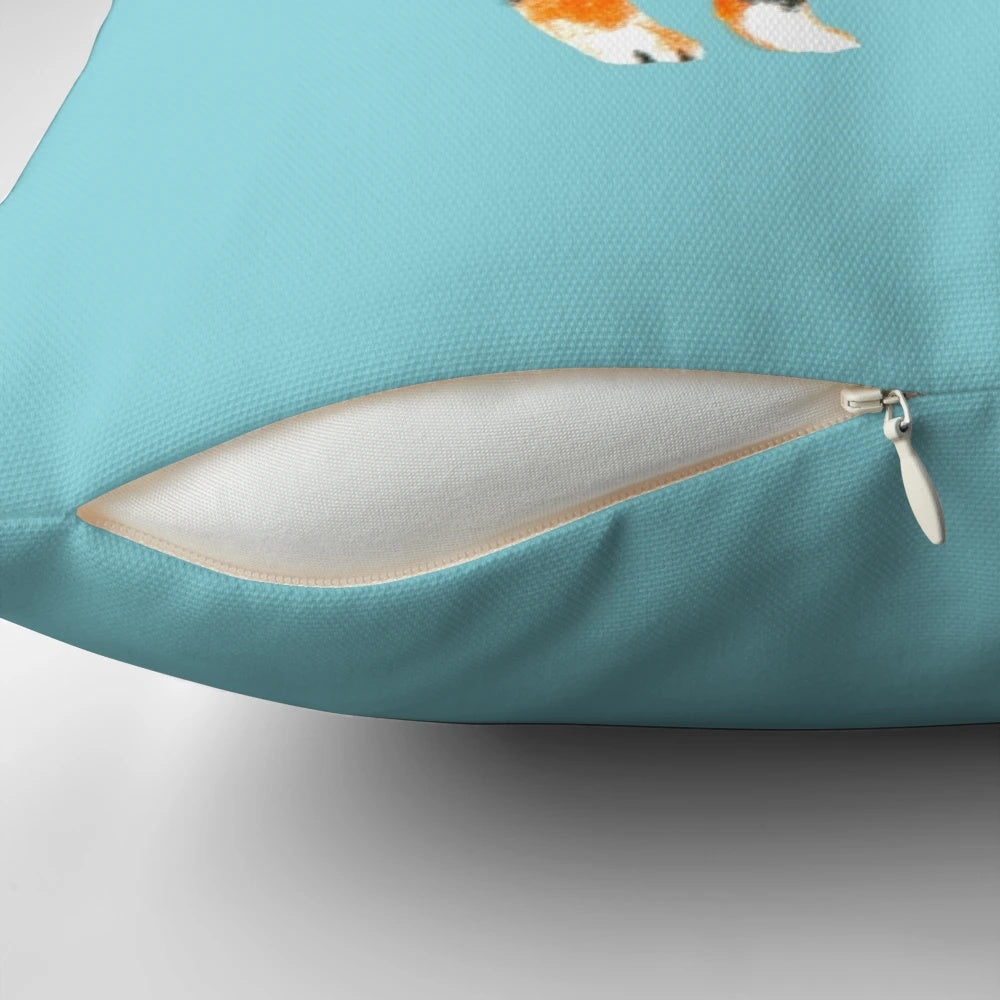 Calico Cat Pillow - Soft, Plush Accent Pillow with Blue, Orange, and Black Fur Pattern