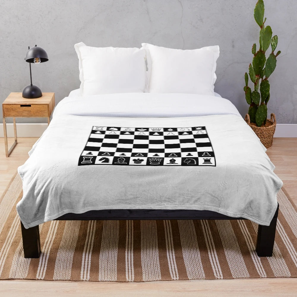 Chess themed plush blanket