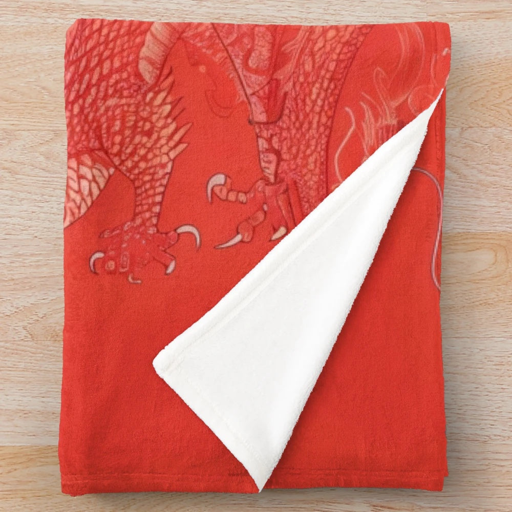 Stylized dragon portrait on a plush blanket design