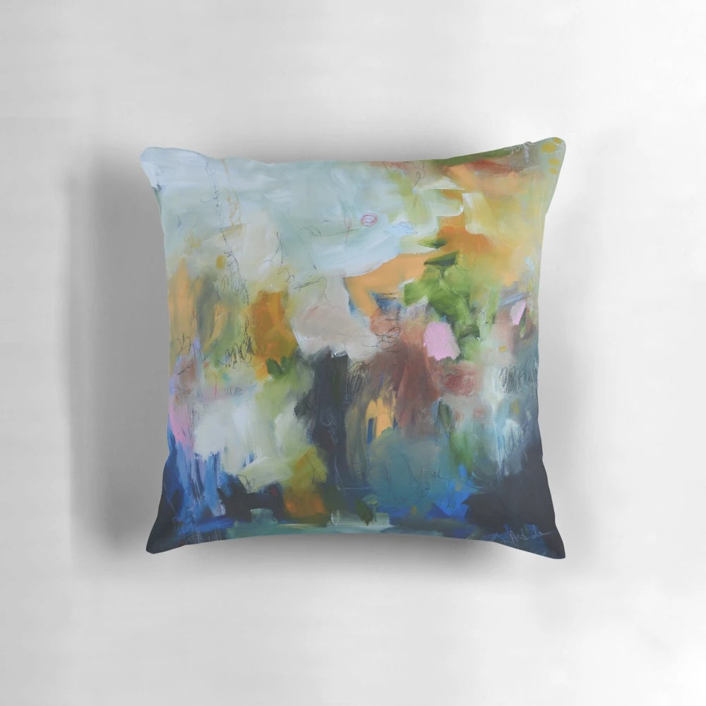 A stunning large original abstract acrylic painting featuring vibrant blue, pink, and red hues.