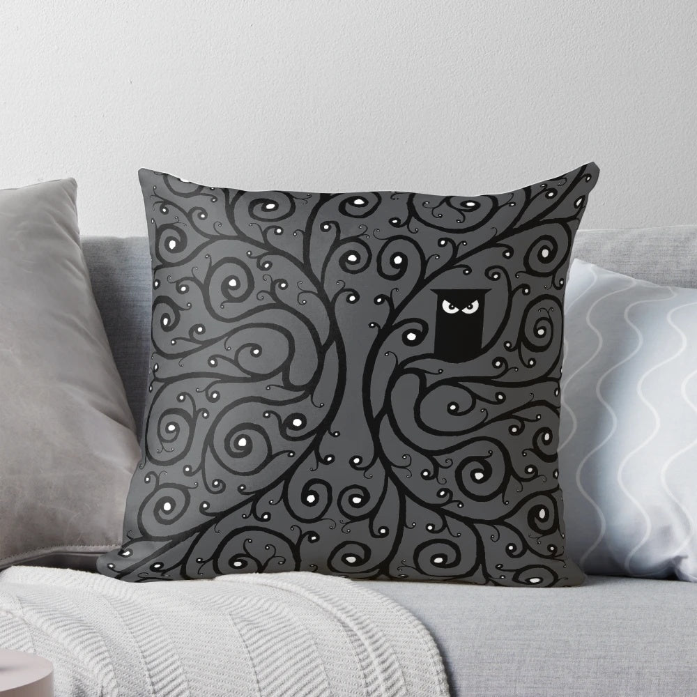 A beautifully detailed owl-themed pillow with a symmetrical pattern, perfect for adding a touch of nature and intrigue to any room.