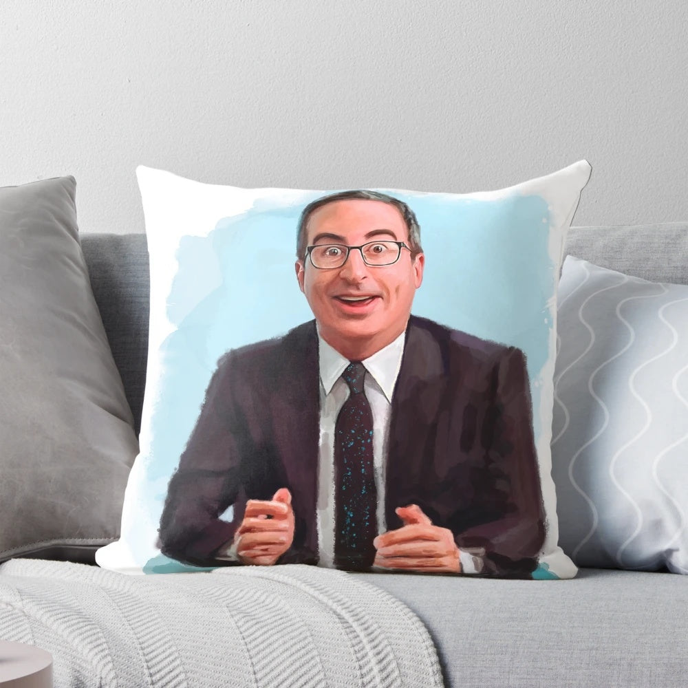Watercolor portrait pillow featuring a magical and fun depiction of a man