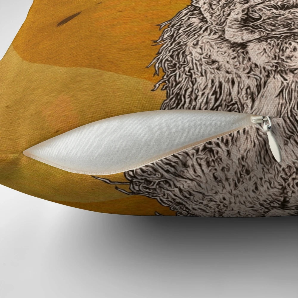 A vibrant, realistic-looking pillow featuring the striking features of a wild stag, including its majestic antlers, expressive eyes, and soft fur.
