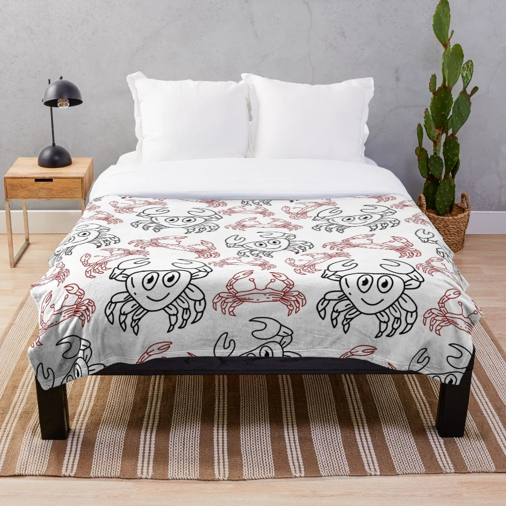Cartoon crab pattern plush blanket for home decor